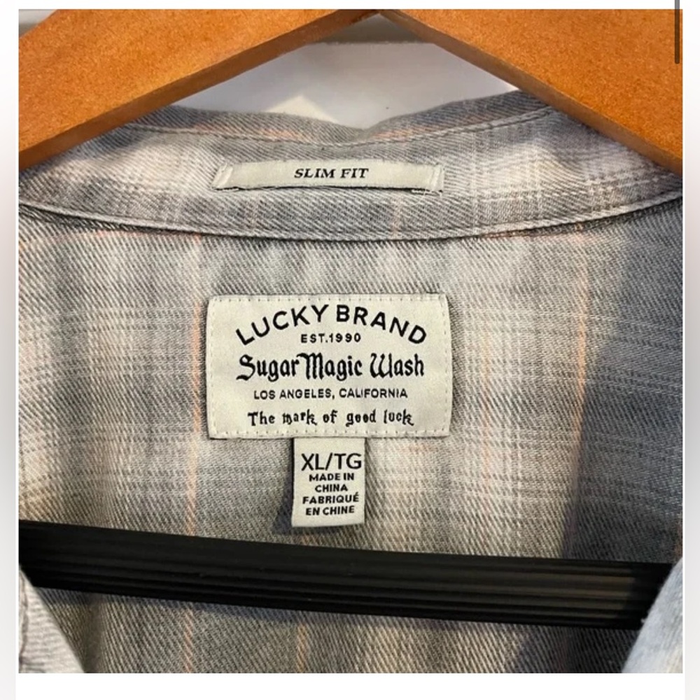 Lucky Brand - Men's Sugar Wash Plaid Western Long Sleeve Shirt - XL - Picture 5 of 6